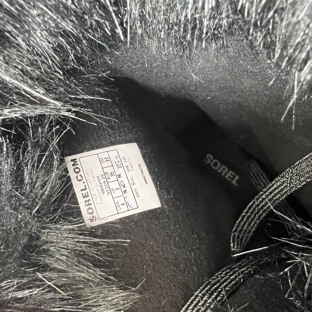 Sorel girls Faux Fur Tofino II Black Waterproof Winter Snow Boot Sz 4 - Picture 9 of 9